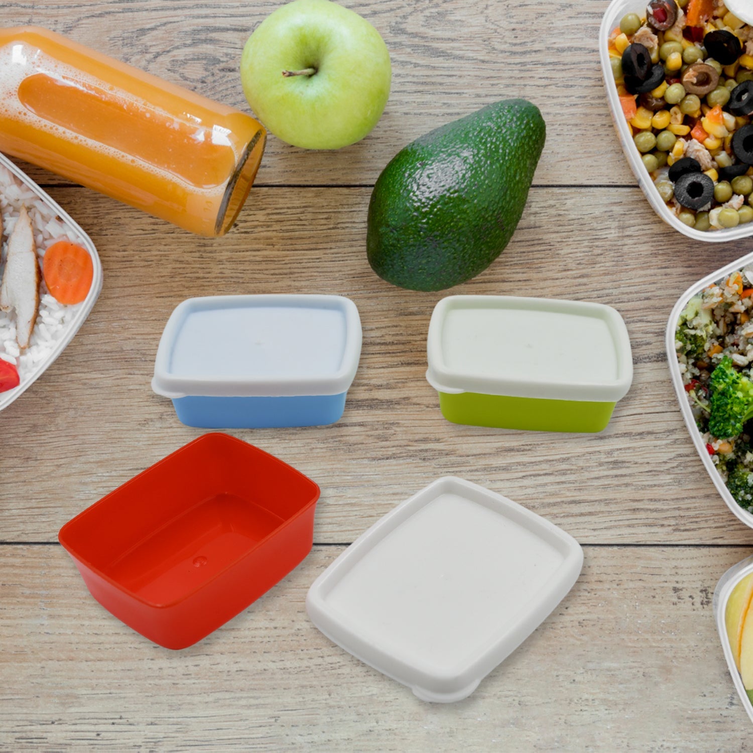 5556 Plastic Airtight Containers Set, Small Plastic Container Set, Rectangular Plastic Food, Pickle, Fridge Containers Multicolor Kitchen Storage Container (3 Pcs Set) 5556 Plastic Airtight Containers Set, Small Plastic Container Set, Rectangular Plastic Food, Pickle, Fridge Containers Multicolor Kitchen Storage Container (3 Pcs Set)
